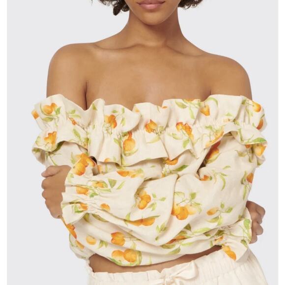 Cami NYC Tops - NWT CAMI NYC Cala Off Shoulder Orange Orchard Linen Top Size Large $264 Retail